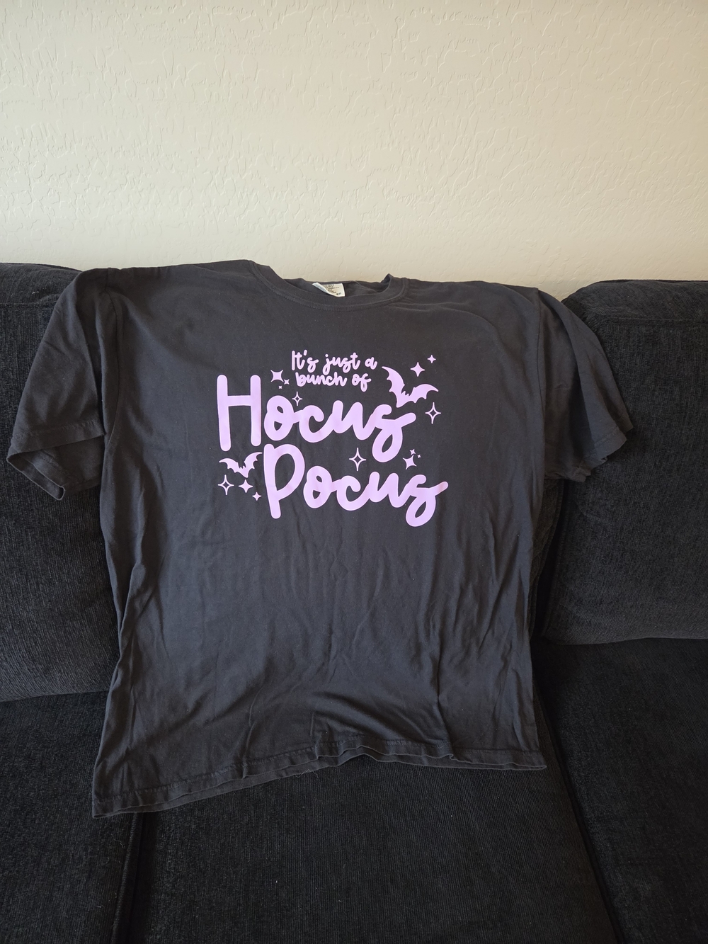 Comfort Colors Black Short Sleeve Tee with Pink 'Hocus Pocus' Graphic